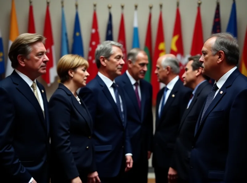 A group of European leaders standing together at a summit, representing unity and collaboration.