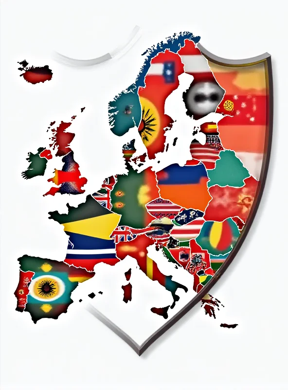 A stylized image representing the flags of European nations forming a protective shield around a map of Europe.
