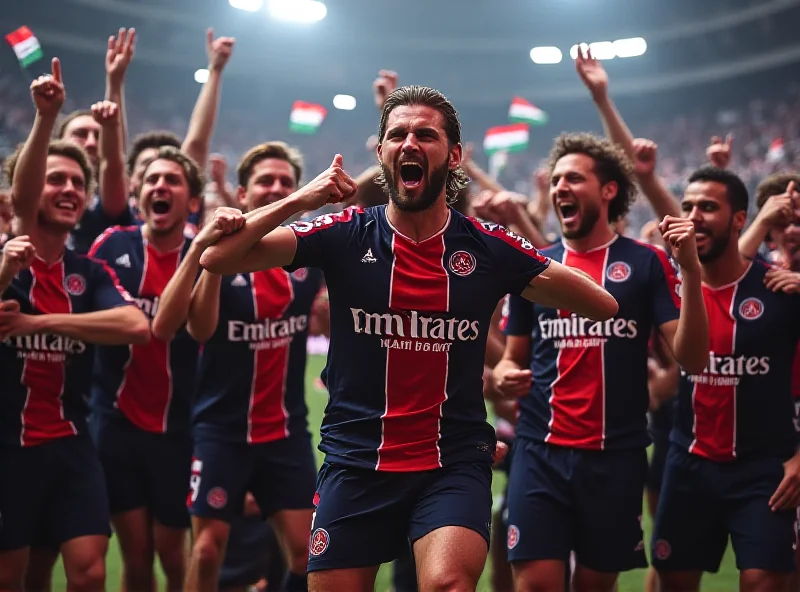 Sergio Ramos celebrating a goal with PSG teammates