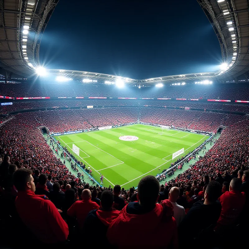 A panoramic view of the Parc des Princes stadium in Paris during a PSG match
