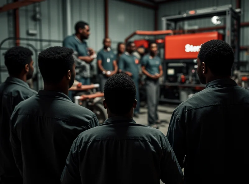 Nigerian technicians attending a technical seminar with StarPlus branding in the background