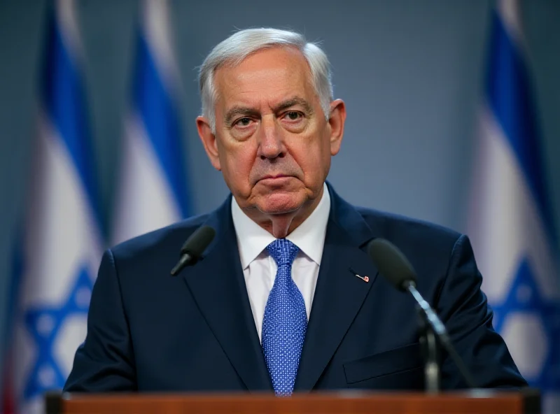 Image of Benjamin Netanyahu addressing the press.