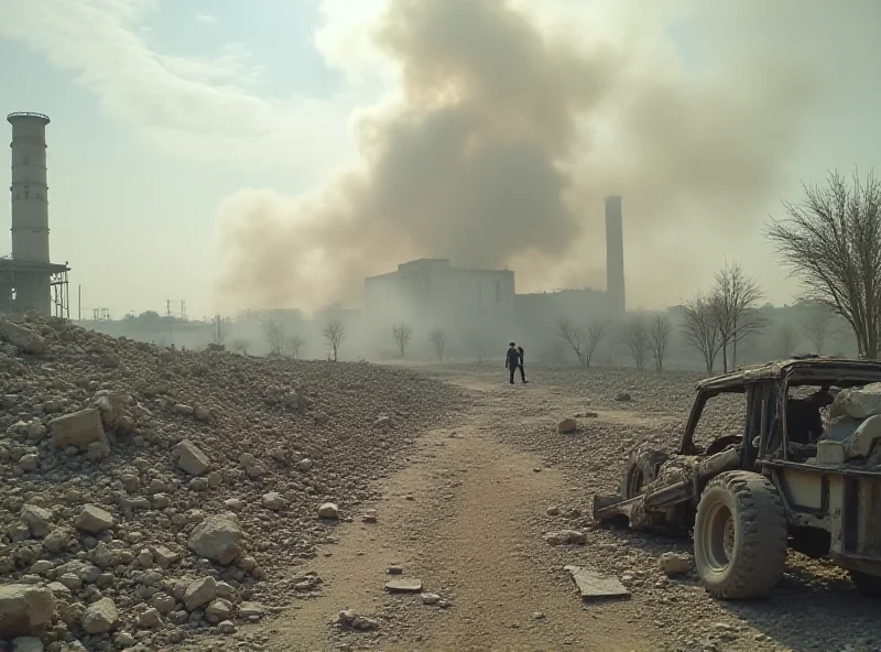 Image of smoke rising from a damaged building in Syria.