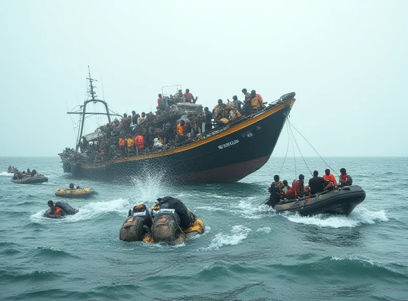 Rescue workers searching for survivors after migrant boat capsized off Yemen coast.