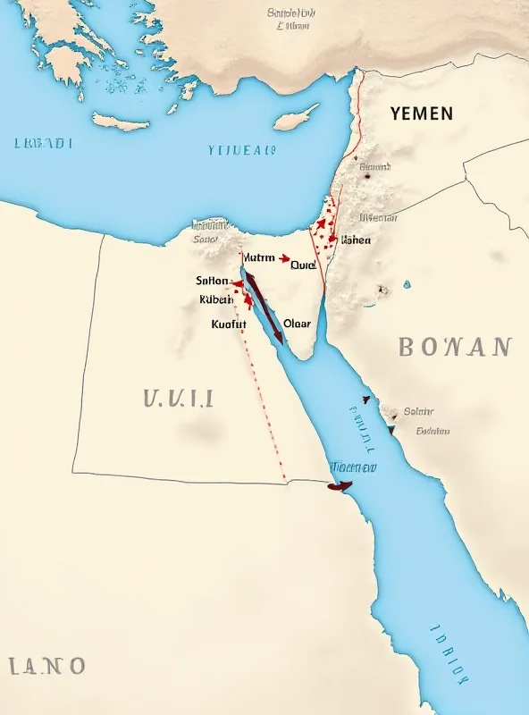 A map highlighting Yemen and Djibouti and their proximity to Gulf countries.