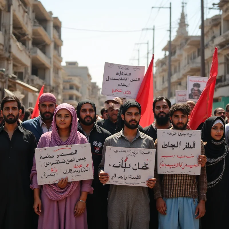 A group of Yemeni civilians protesting against the Houthi leadership in Sanaa.