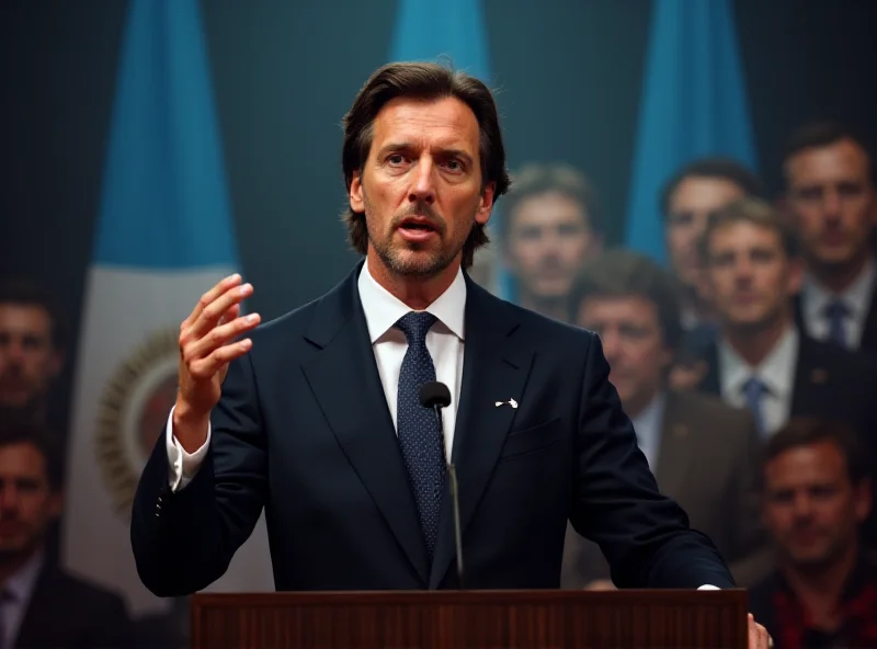 Javier Milei giving a speech in Argentina