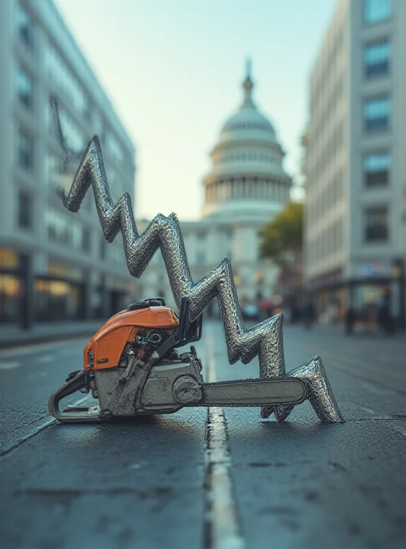 Conceptual image showing a chainsaw cutting through government spending