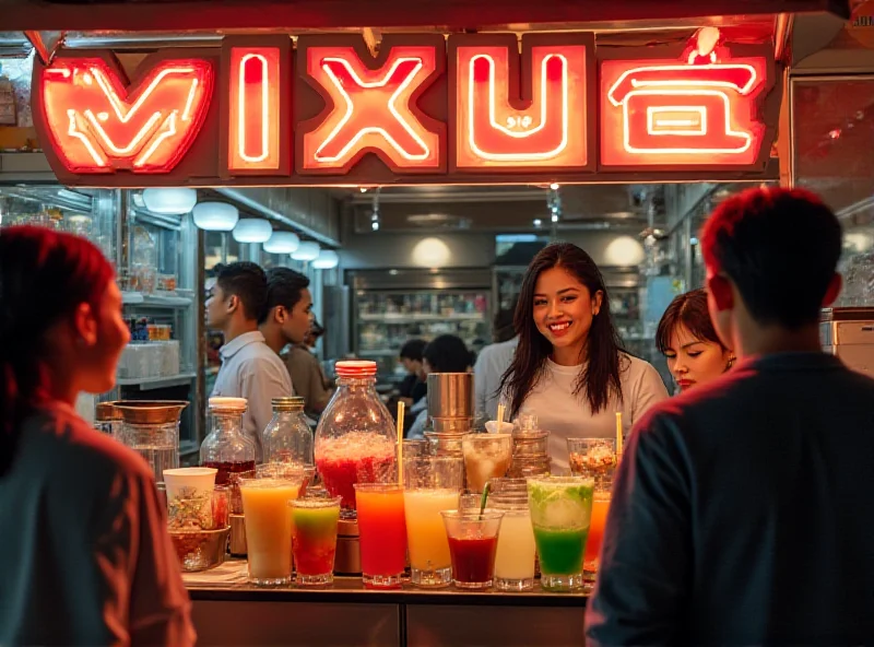 A busy Mixue store with customers ordering bubble tea and ice cream.