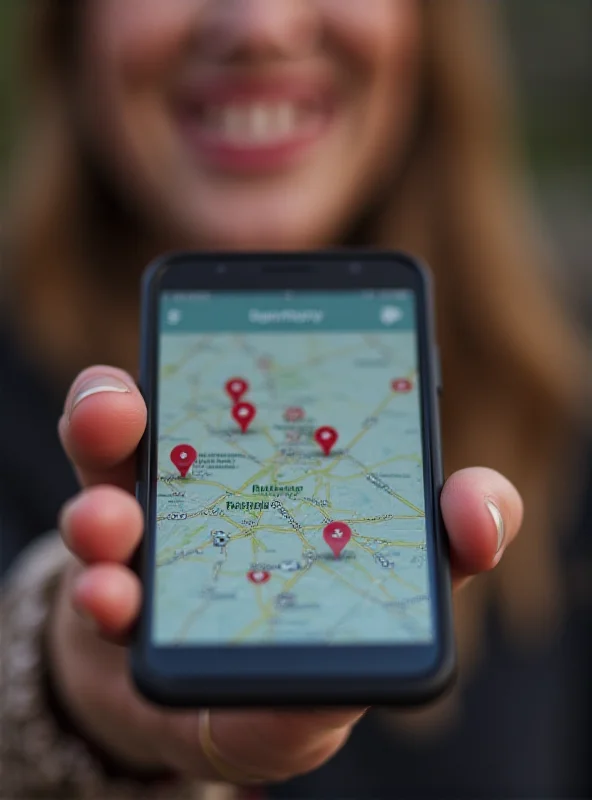 A person holding a smartphone displaying the Left Field dating app interface, with a map showing nearby users.