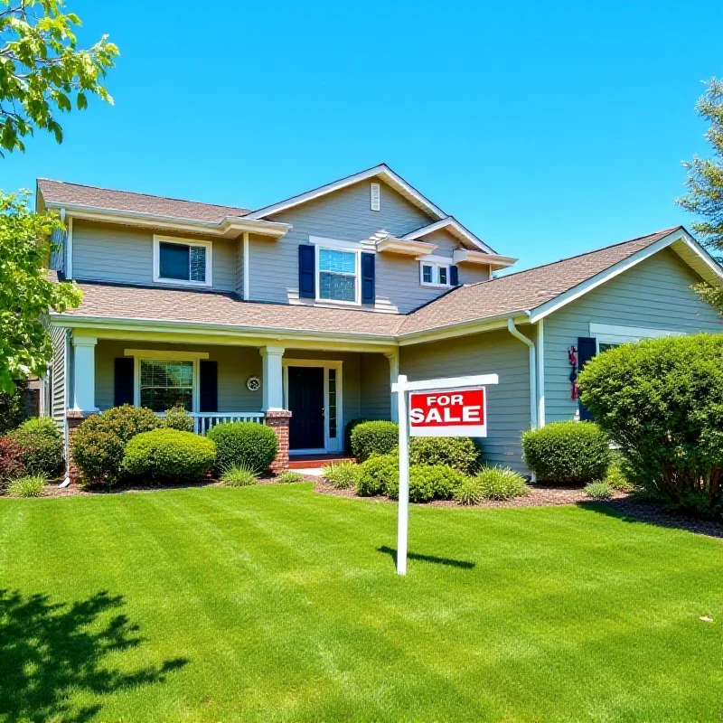 A modern house with a 'For Sale' sign in the front yard, representing the current state of the housing market and potential investment opportunities.