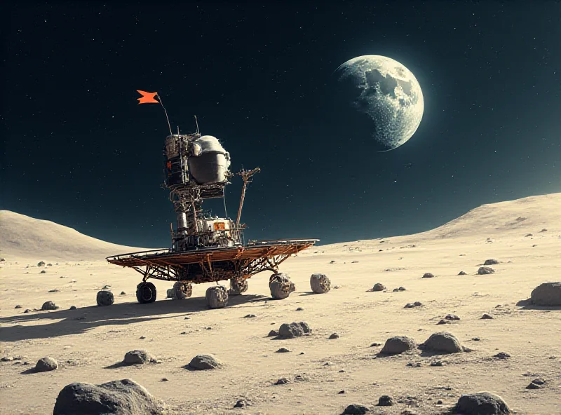 Illustration of a lunar lander on the moon's surface.