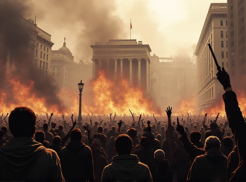 A depiction of the January 8th events in Brazil, with protestors surrounding government buildings.