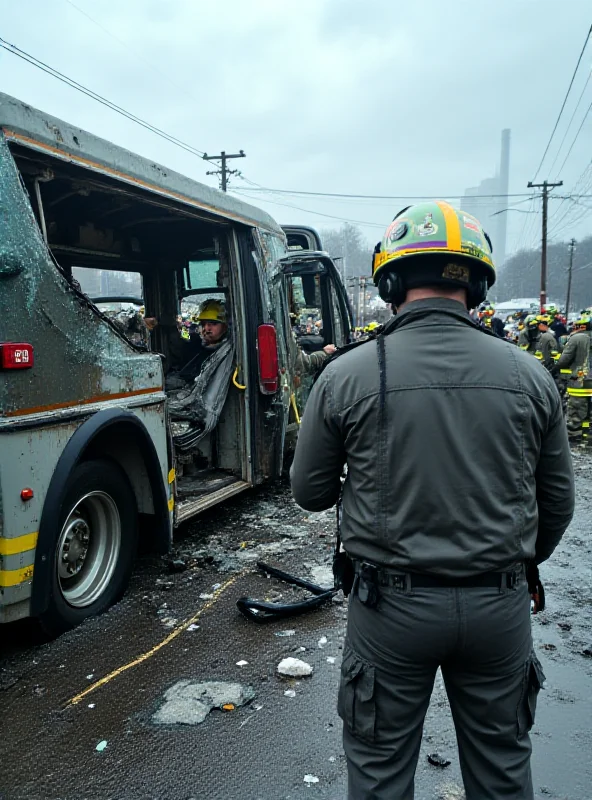 Wreckage of a bus after a crash