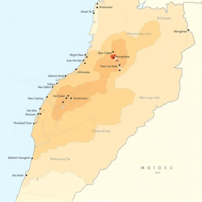 A map of Morocco highlighting the areas most affected by the drought.