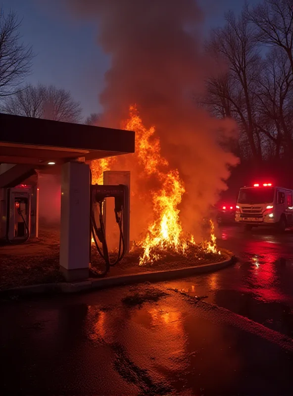 Burnt Tesla charging station.