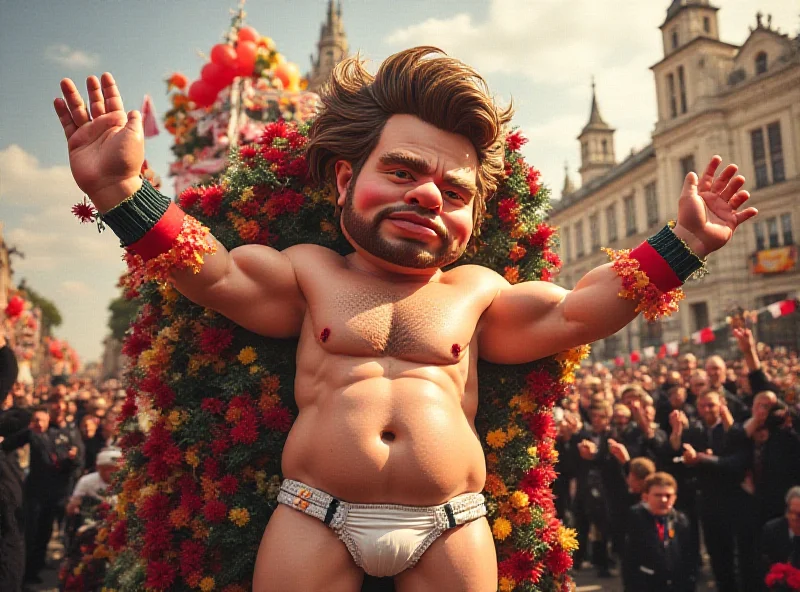 Satirical float depicting Elon Musk at a German carnival