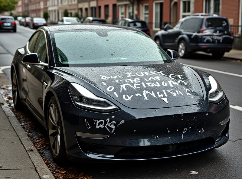 Defaced Tesla car