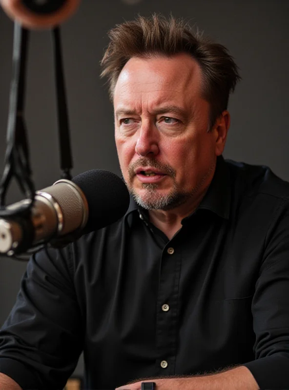 Elon Musk speaking on a podcast with a concerned expression.