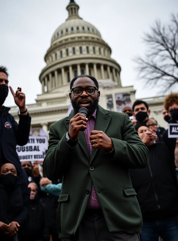 Image of Al Green speaking out against the resolution, surrounded by supporters and media.
