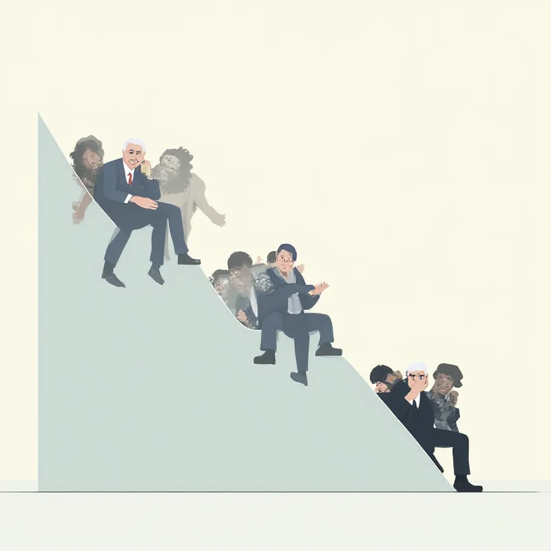 A stylized graph showing a downward trend line, representing a potential economic slowdown, with concerned faces reflected in the graph's surface.