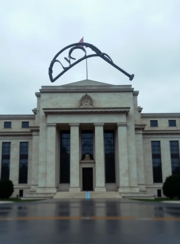 Illustration of the Federal Reserve building with a magnifying glass hovering over it, symbolizing an audit.