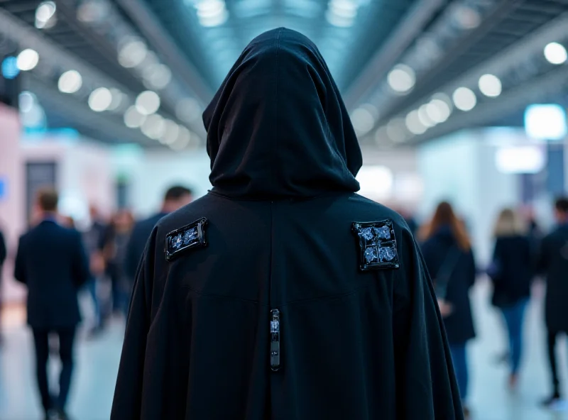 A person wearing a solar-powered cloak at MWC