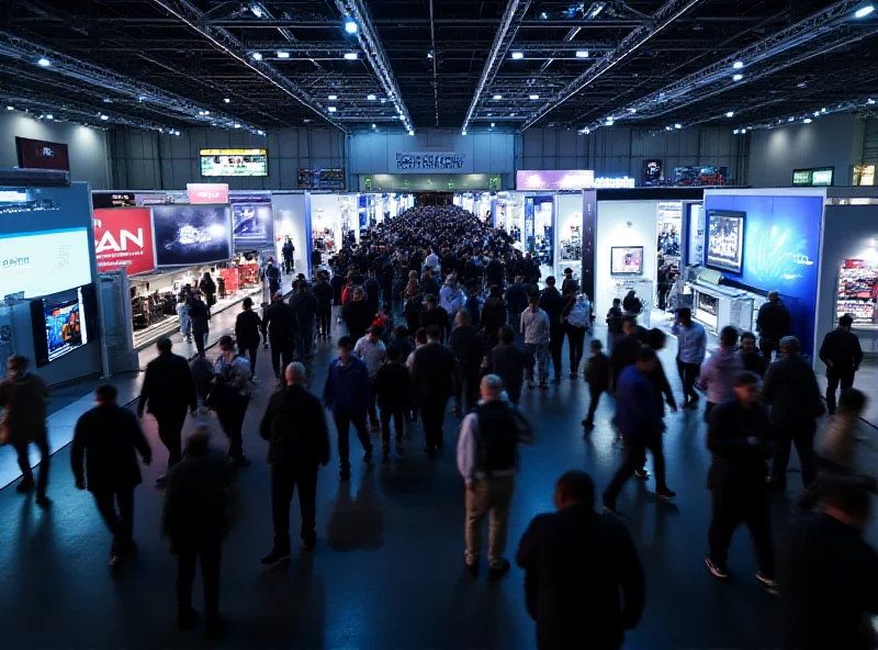 Crowd of people at the Mobile World Congress trade show