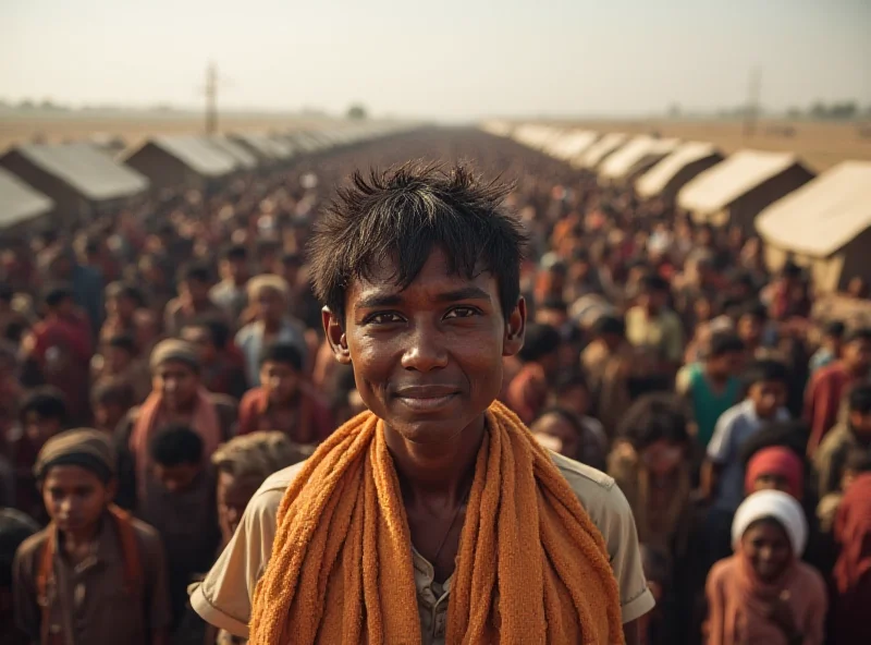 Crowded refugee camp in Myanmar
