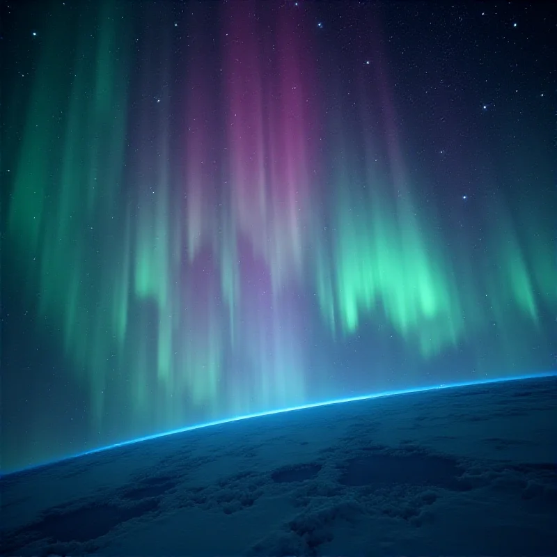 Astronaut Don Pettit's photograph of a unique aurora phenomenon, showing vibrant colors and unusual shapes in the sky.