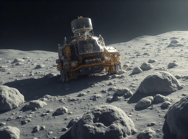 Illustration of the Athena spacecraft attempting a moon landing.