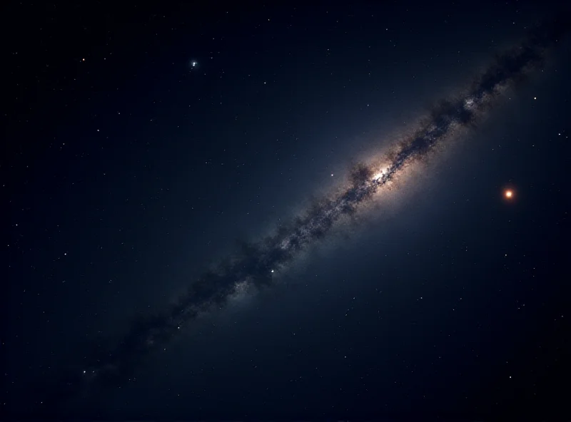 Conceptual illustration of the Voyager 1 spacecraft in interstellar space, with stars and galaxies in the background.