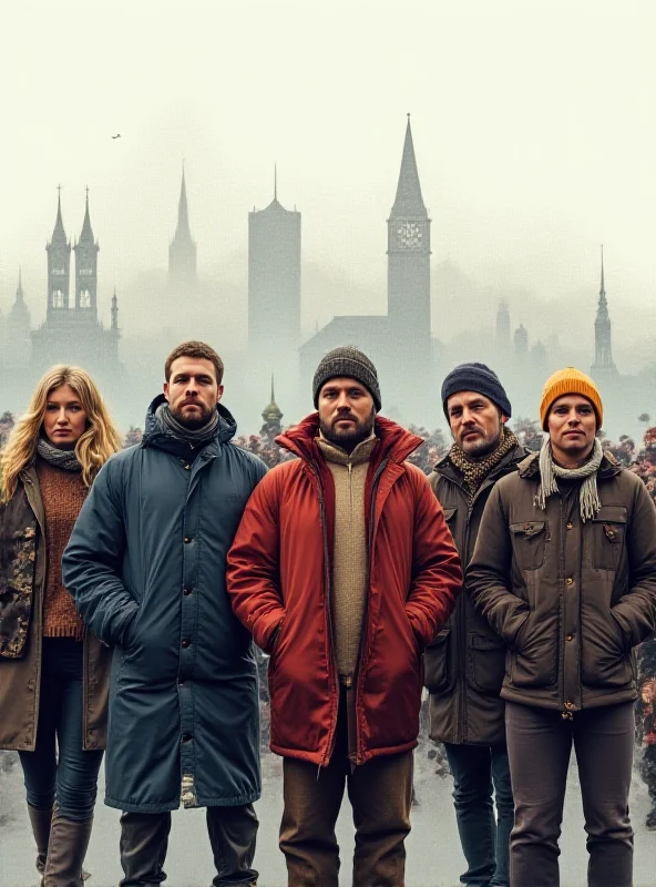 A diverse group of people, representing different EU countries, standing together in solidarity with Ukrainian refugees.