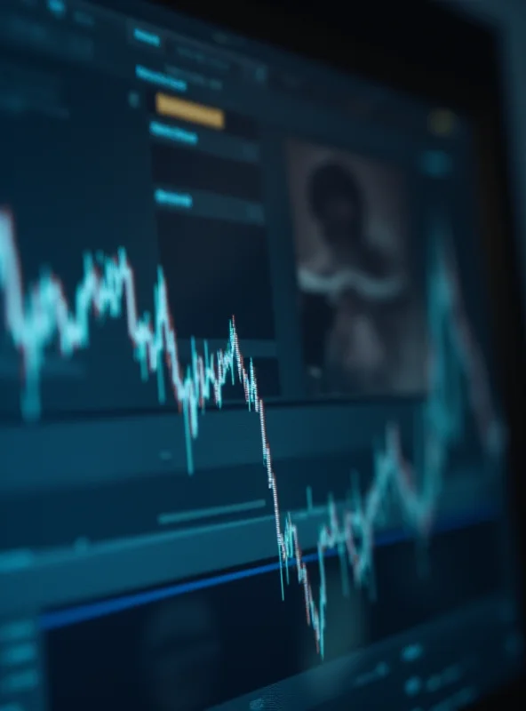 A graph showing a sharp decline in a stock's value, with a concerned investor looking at the screen.
