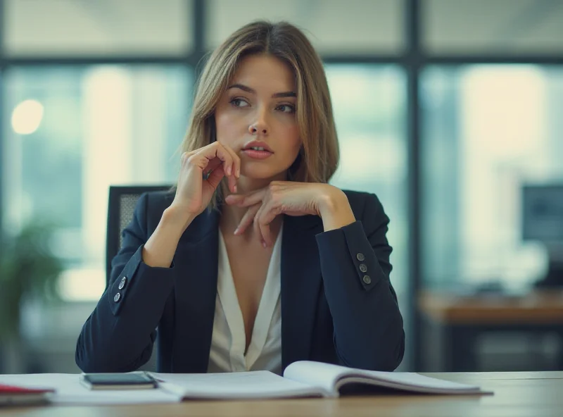 A young professional looking thoughtful in an office setting.