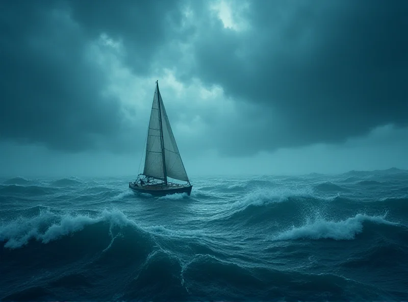 Conceptual image of navigating through a storm at sea