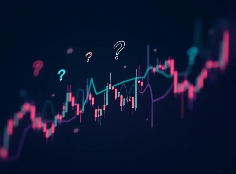 AI image of a graph showing Nvidia stock price fluctuating with question marks above it