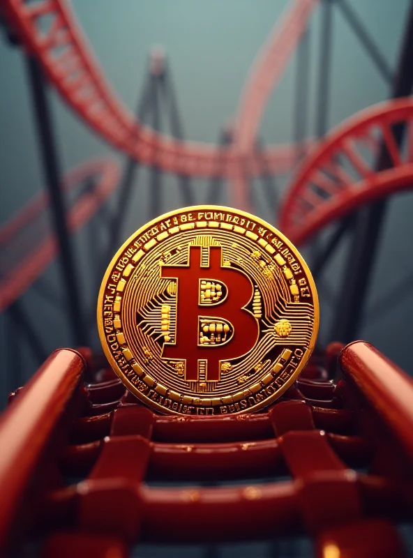 AI image of a Bitcoin coin on a rollercoaster going downhill rapidly