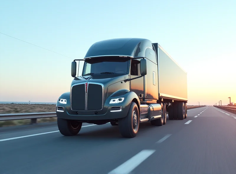 AI image of a futuristic Rivian truck driving on a highway