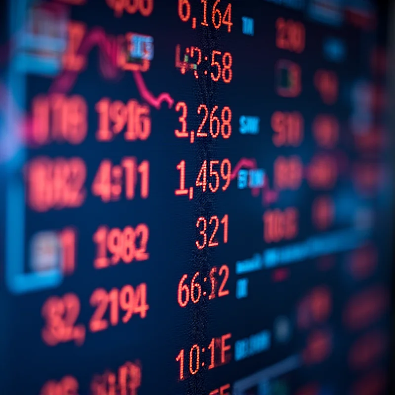 A close-up of a stock ticker display board.