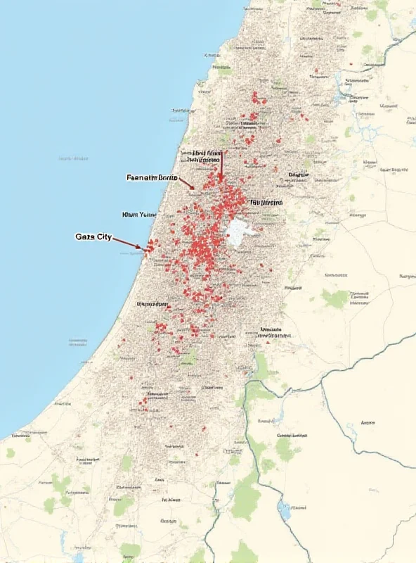 A map of the Gaza Strip with the Israeli border highlighted. The map shows the dense urban environment and the challenges of military operations.