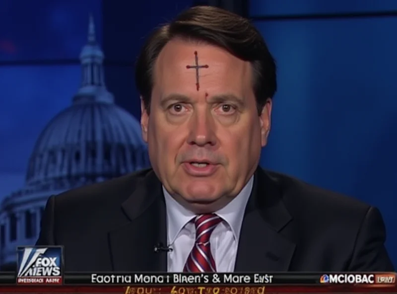 Marco Rubio on Fox News with an Ash Wednesday cross on his forehead.