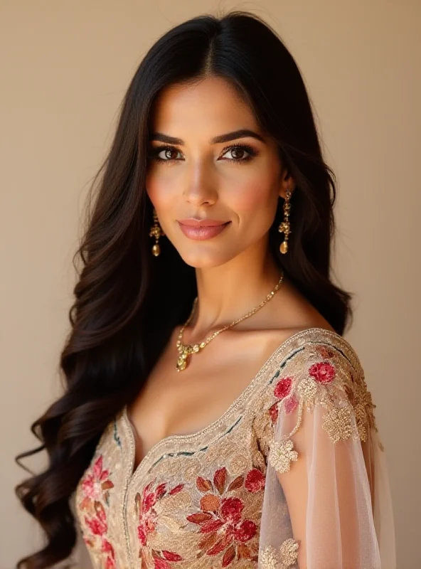 A portrait of Princess Jadiya of Morocco, smiling gently and wearing a traditional Moroccan dress.