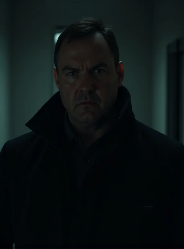 A tense scene from a crime drama, possibly Reacher, with the main character looking determined.