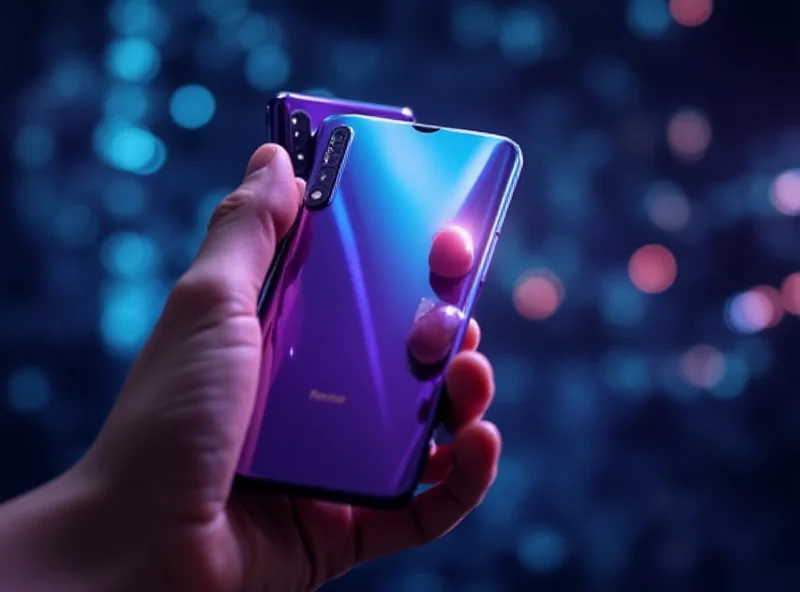 AI generated image of a sleek Honor 400 Lite smartphone with a vibrant display, showcasing its design features.