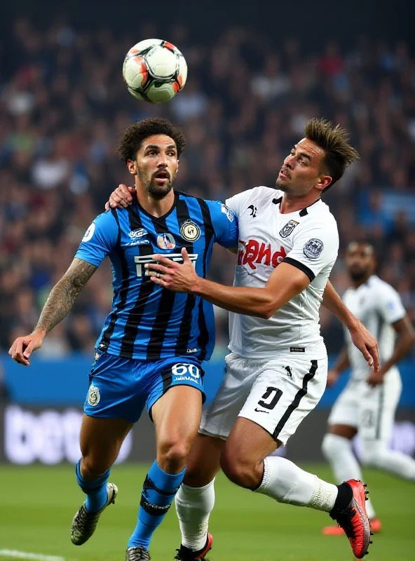 Two soccer players from Napoli and Inter battling for the ball during a Serie A match.