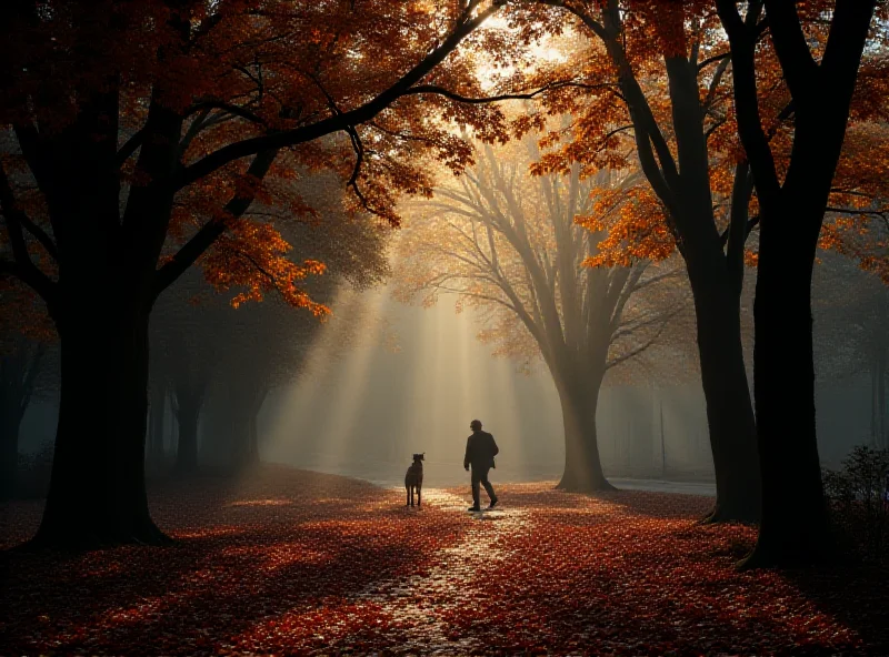 A somber image depicting a park scene in autumn, suggesting a place of peace disrupted by violence and hate.
