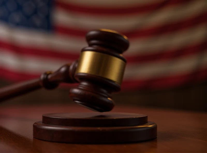 A gavel striking a sound block in a courtroom setting, symbolizing justice and legal proceedings.