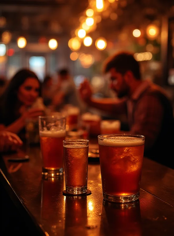 People socializing at a bar, with a focus on alcoholic drinks.
