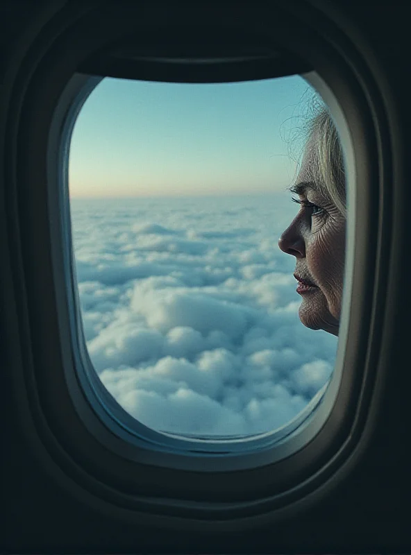 A woman looking sadly out of an airplane window.